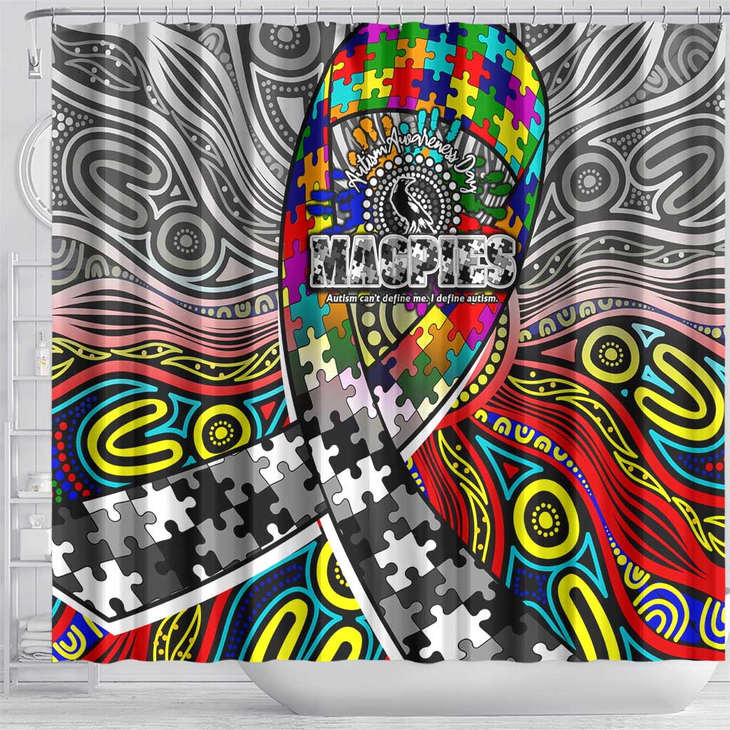 Autism Awareness Australia Collingwood Magpies Shower Curtain Aboriginal Indigenous Art
