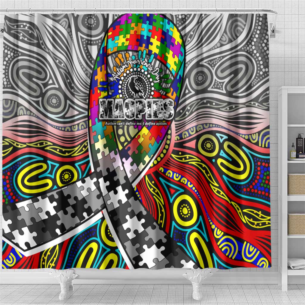 Autism Awareness Australia Collingwood Magpies Shower Curtain Aboriginal Indigenous Art