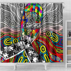 Autism Awareness Australia Collingwood Magpies Shower Curtain Aboriginal Indigenous Art
