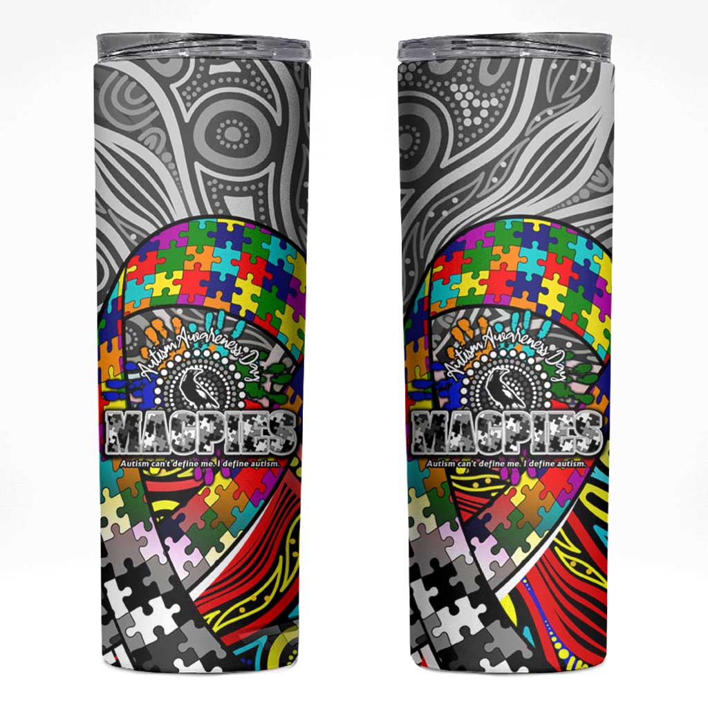 Autism Awareness Australia Collingwood Magpies Skinny Tumbler Aboriginal Indigenous Art