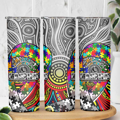 Autism Awareness Australia Collingwood Magpies Skinny Tumbler Aboriginal Indigenous Art