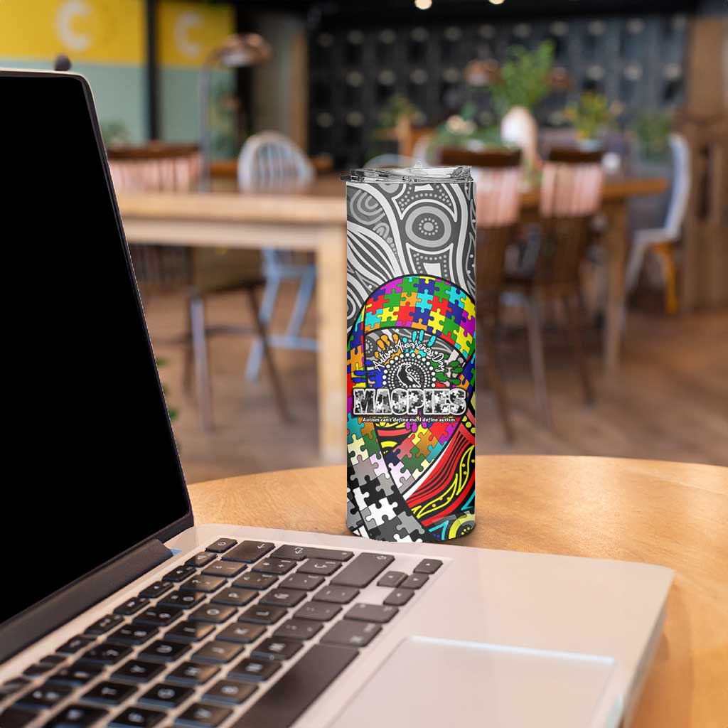 Autism Awareness Australia Collingwood Magpies Skinny Tumbler Aboriginal Indigenous Art