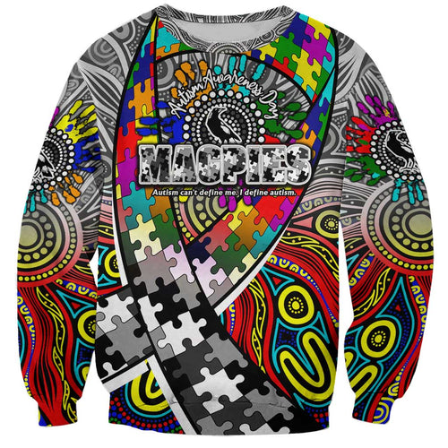 Autism Awareness Australia Collingwood Magpies Sweatshirt Aboriginal Indigenous Art
