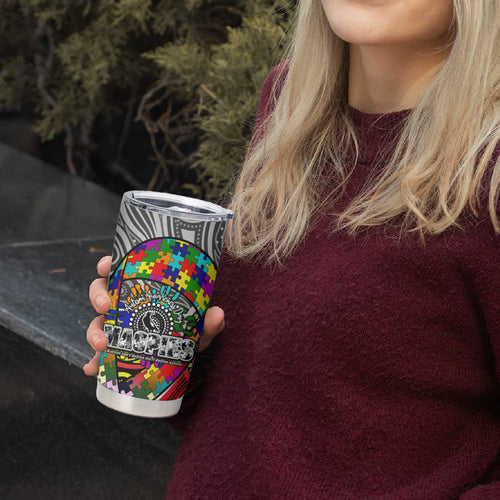 Autism Awareness Australia Collingwood Magpies Tumbler Cup Aboriginal Indigenous Art