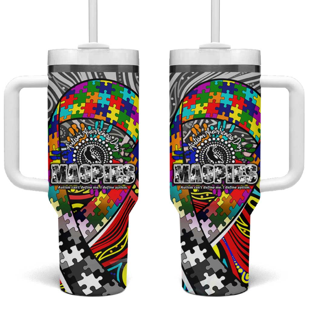 Autism Awareness Australia Collingwood Magpies Tumbler With Handle Aboriginal Indigenous Art