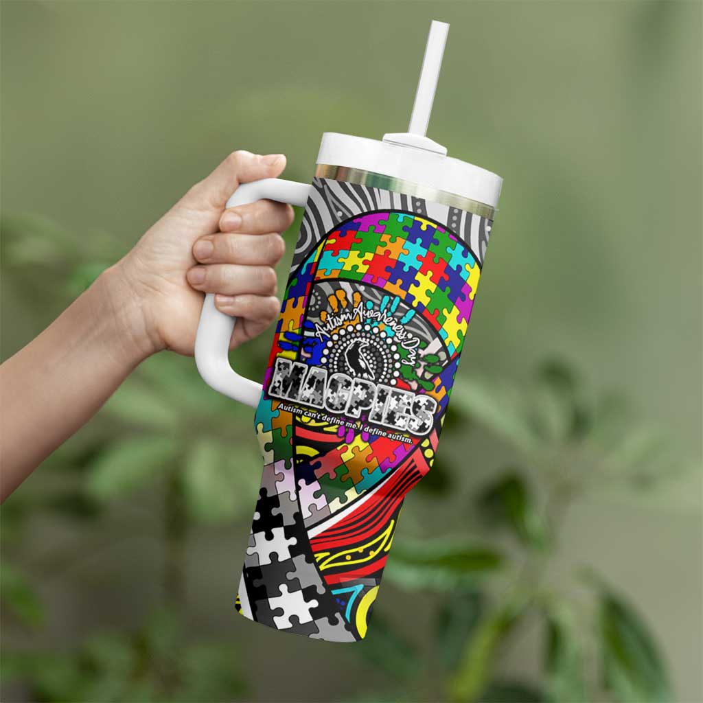 Autism Awareness Australia Collingwood Magpies Tumbler With Handle Aboriginal Indigenous Art