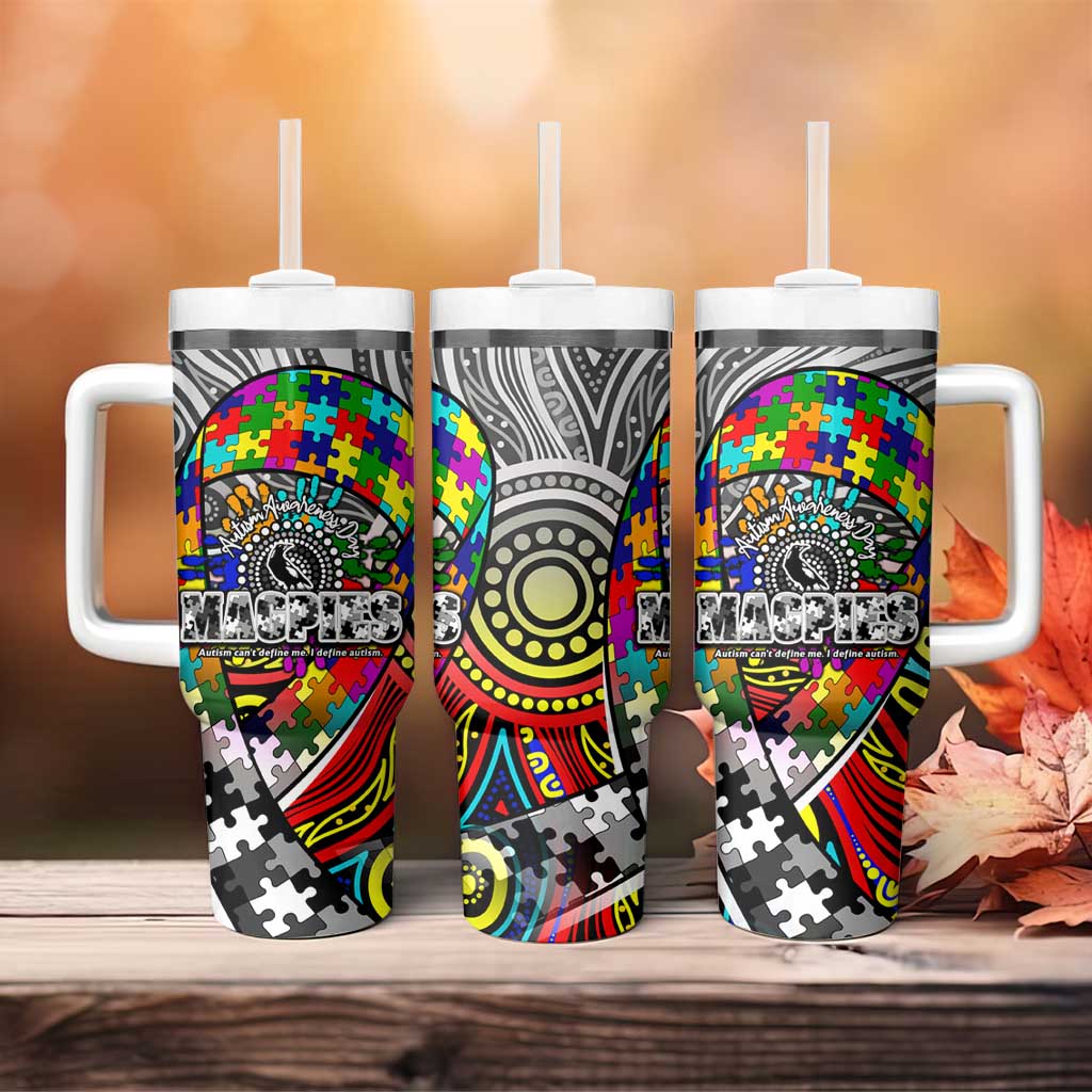 Autism Awareness Australia Collingwood Magpies Tumbler With Handle Aboriginal Indigenous Art
