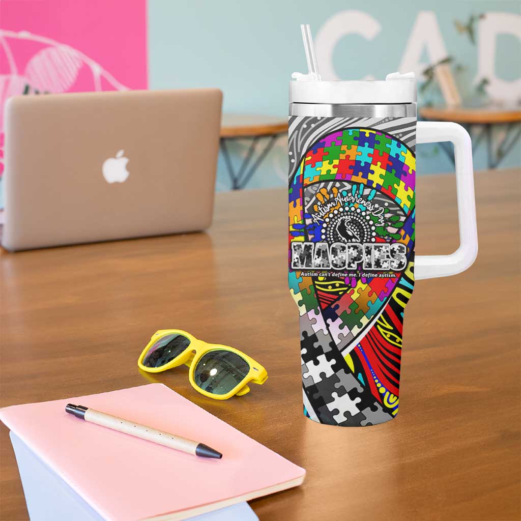 Autism Awareness Australia Collingwood Magpies Tumbler With Handle Aboriginal Indigenous Art