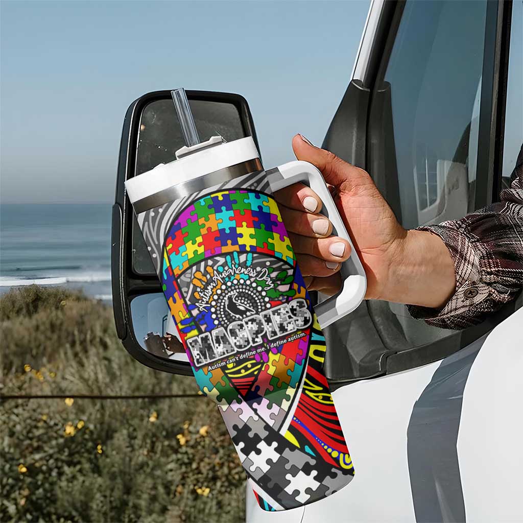 Autism Awareness Australia Collingwood Magpies Tumbler With Handle Aboriginal Indigenous Art