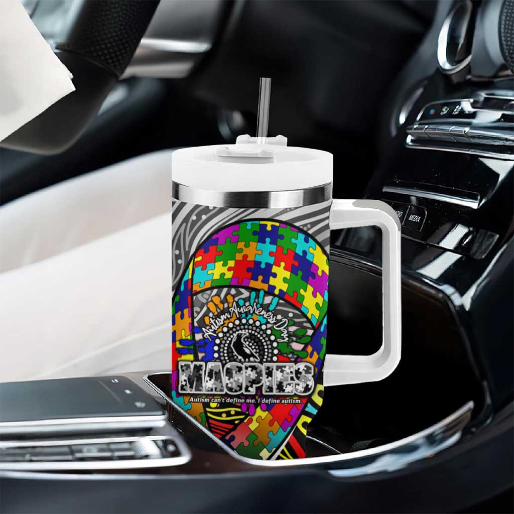 Autism Awareness Australia Collingwood Magpies Tumbler With Handle Aboriginal Indigenous Art