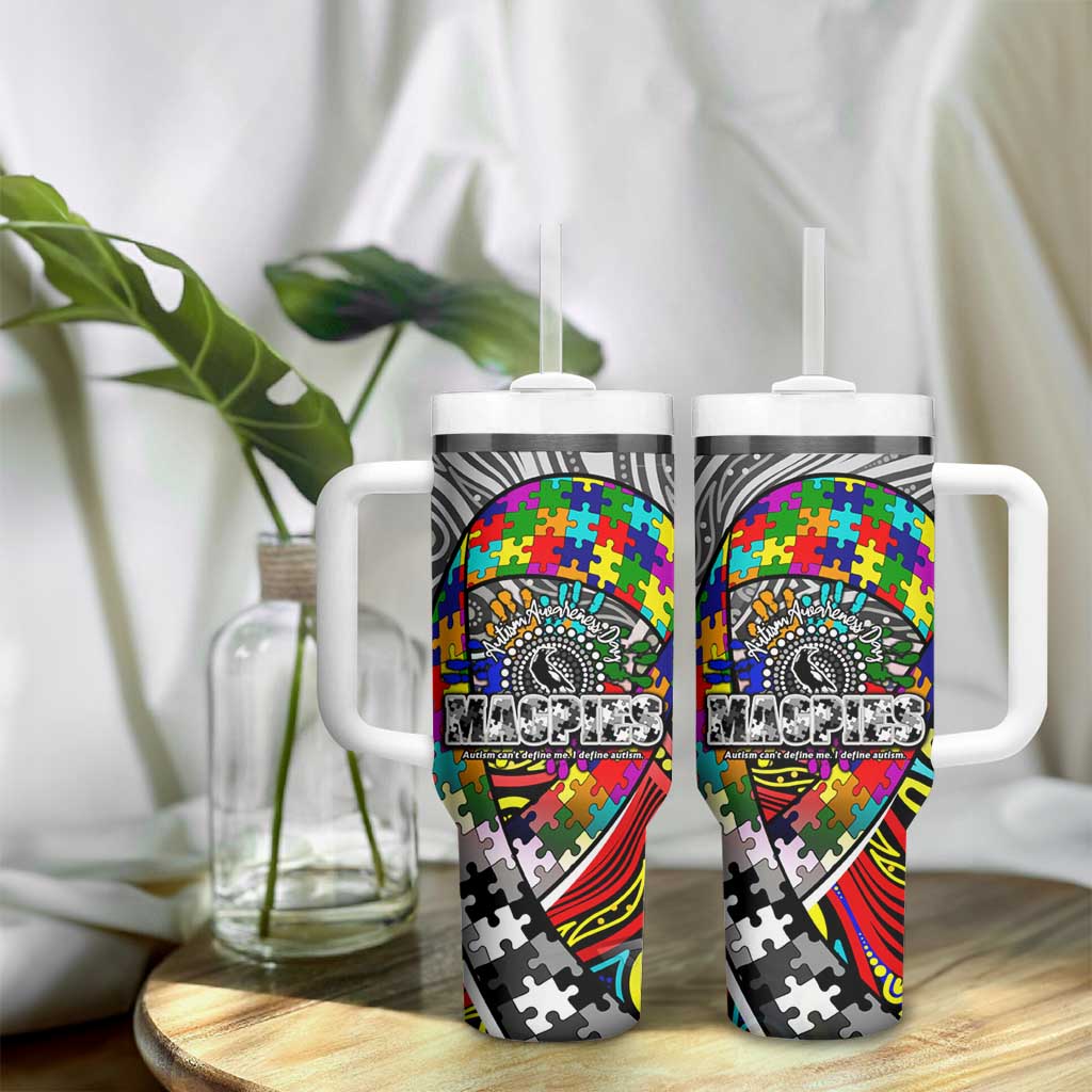 Autism Awareness Australia Collingwood Magpies Tumbler With Handle Aboriginal Indigenous Art