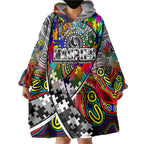 Autism Awareness Australia Collingwood Magpies Wearable Blanket Hoodie Aboriginal Indigenous Art