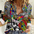 Autism Awareness Australia Collingwood Magpies Women Casual Shirt Aboriginal Indigenous Art