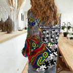 Autism Awareness Australia Collingwood Magpies Women Casual Shirt Aboriginal Indigenous Art