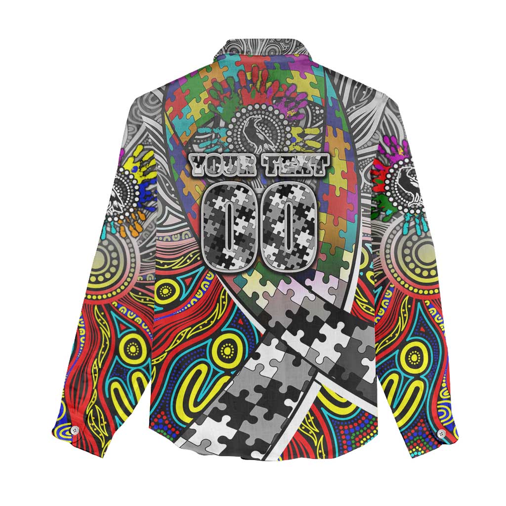 Autism Awareness Australia Collingwood Magpies Women Casual Shirt Aboriginal Indigenous Art