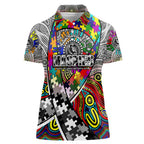 Autism Awareness Australia Collingwood Magpies Women Polo Shirt Aboriginal Indigenous Art