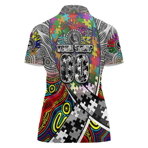 Autism Awareness Australia Collingwood Magpies Women Polo Shirt Aboriginal Indigenous Art