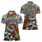 Autism Awareness Australia Collingwood Magpies Women Polo Shirt Aboriginal Indigenous Art
