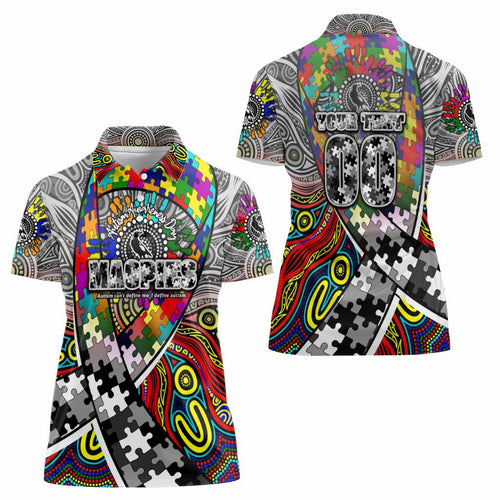 Autism Awareness Australia Collingwood Magpies Women Polo Shirt Aboriginal Indigenous Art