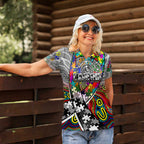 Autism Awareness Australia Collingwood Magpies Women Polo Shirt Aboriginal Indigenous Art