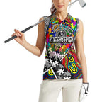 Autism Awareness Australia Collingwood Magpies Women Sleeveless Polo Shirt Aboriginal Indigenous Art