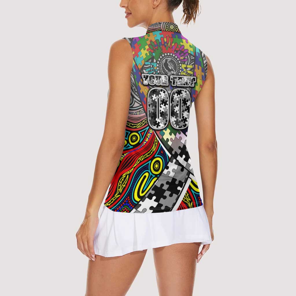 Autism Awareness Australia Collingwood Magpies Women Sleeveless Polo Shirt Aboriginal Indigenous Art