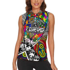 Autism Awareness Australia Collingwood Magpies Women Sleeveless Polo Shirt Aboriginal Indigenous Art