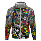 Autism Awareness Australia Collingwood Magpies Zip Hoodie Aboriginal Indigenous Art