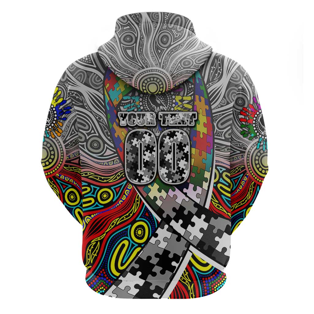 Autism Awareness Australia Collingwood Magpies Zip Hoodie Aboriginal Indigenous Art