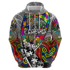 Autism Awareness Australia Collingwood Magpies Zip Hoodie Aboriginal Indigenous Art