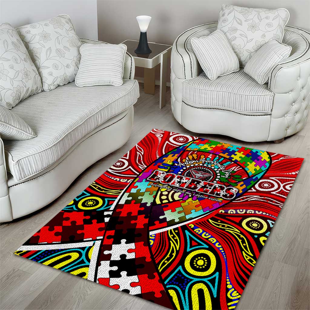 Autism Awareness Australia Essendon Bombers Area Rug Aboriginal Indigenous Art