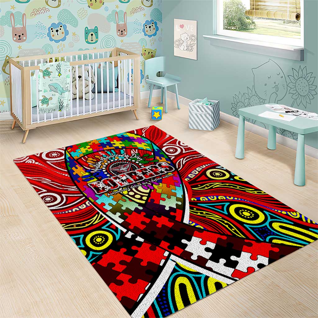 Autism Awareness Australia Essendon Bombers Area Rug Aboriginal Indigenous Art