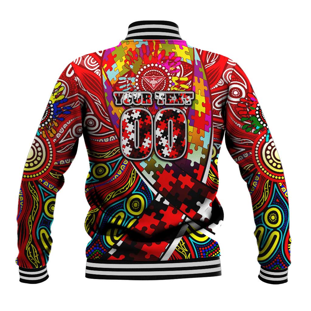 Autism Awareness Australia Essendon Bombers Baseball Jacket Aboriginal Indigenous Art