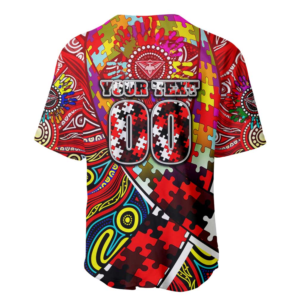 Autism Awareness Australia Essendon Bombers Baseball Jersey Aboriginal Indigenous Art