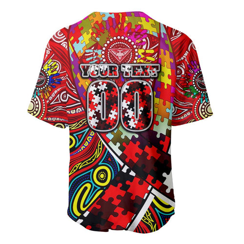 Autism Awareness Australia Essendon Bombers Baseball Jersey Aboriginal Indigenous Art