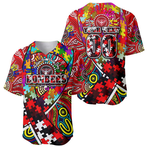 Autism Awareness Australia Essendon Bombers Baseball Jersey Aboriginal Indigenous Art