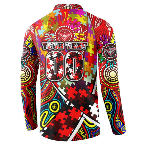 Autism Awareness Australia Essendon Bombers Button Sweatshirt Aboriginal Indigenous Art