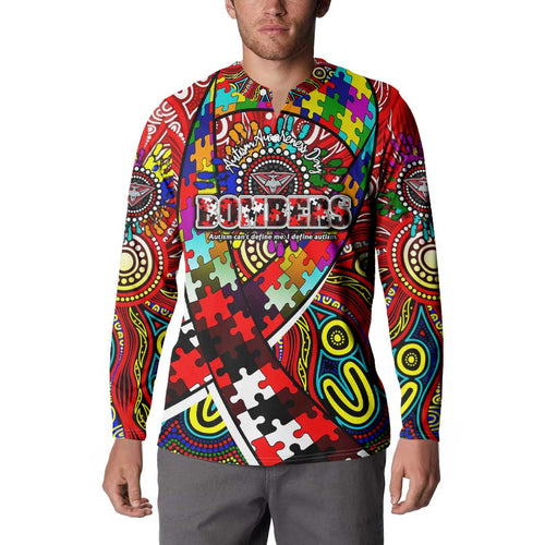 Autism Awareness Australia Essendon Bombers Button Sweatshirt Aboriginal Indigenous Art