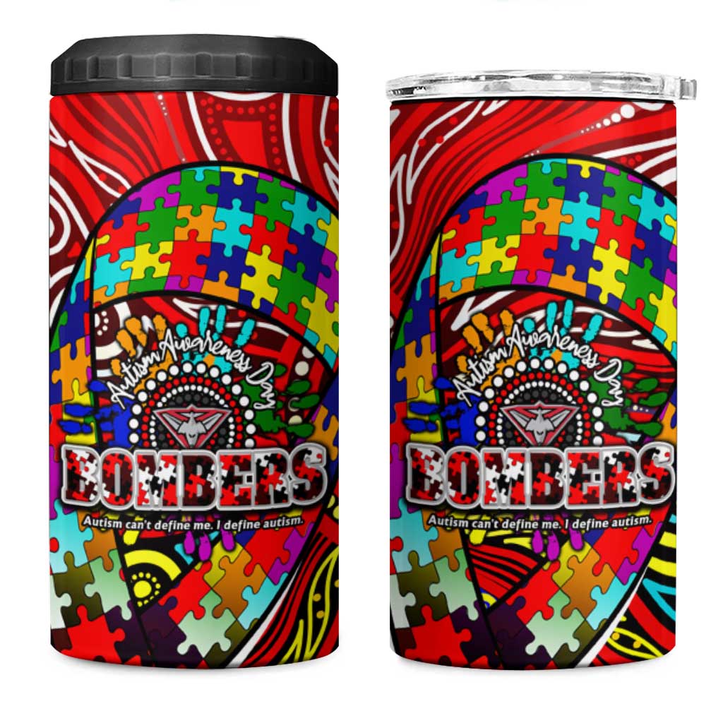 Autism Awareness Australia Essendon Bombers 4 in 1 Can Cooler Tumbler Aboriginal Indigenous Art