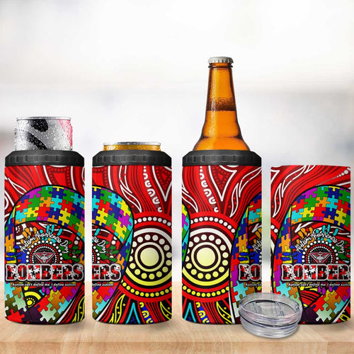 Autism Awareness Australia Essendon Bombers 4 in 1 Can Cooler Tumbler Aboriginal Indigenous Art