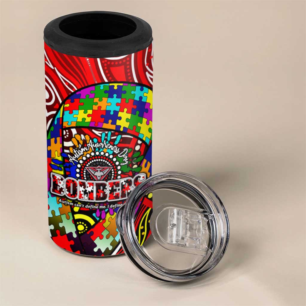 Autism Awareness Australia Essendon Bombers 4 in 1 Can Cooler Tumbler Aboriginal Indigenous Art