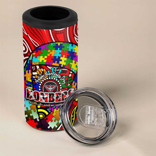 Autism Awareness Australia Essendon Bombers 4 in 1 Can Cooler Tumbler Aboriginal Indigenous Art