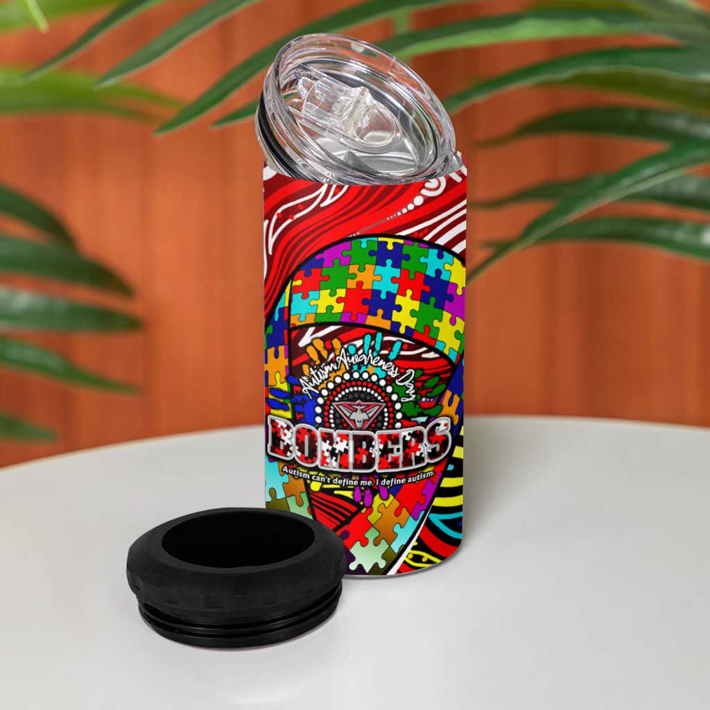 Autism Awareness Australia Essendon Bombers 4 in 1 Can Cooler Tumbler Aboriginal Indigenous Art