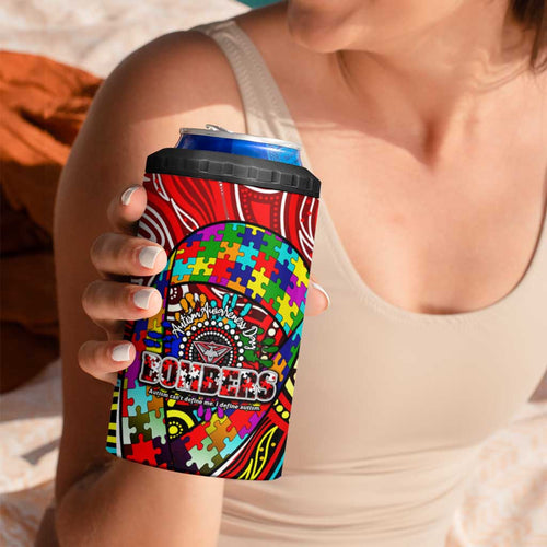 Autism Awareness Australia Essendon Bombers 4 in 1 Can Cooler Tumbler Aboriginal Indigenous Art