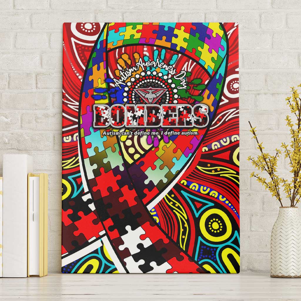 Autism Awareness Australia Essendon Bombers Canvas Wall Art Aboriginal Indigenous Art