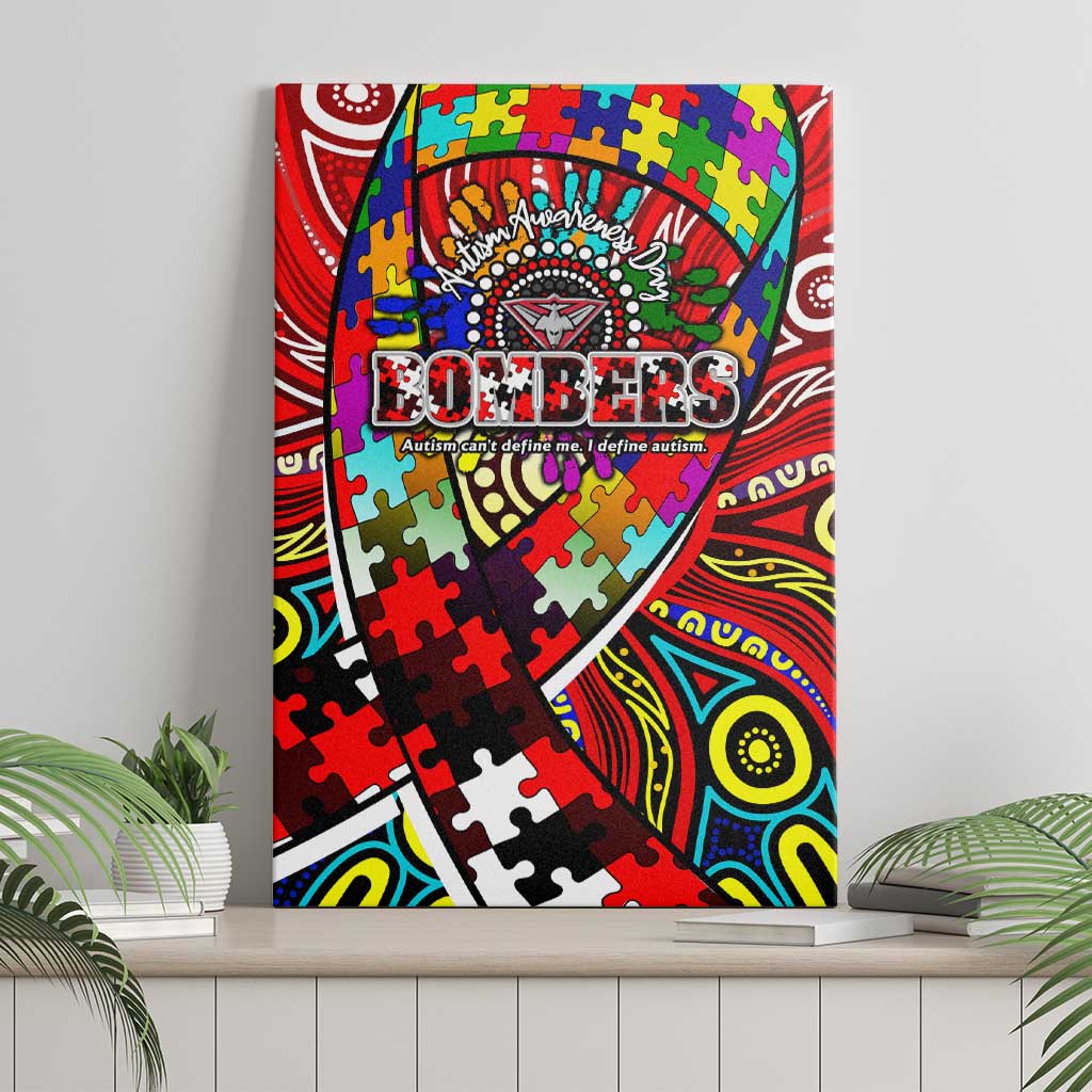 Autism Awareness Australia Essendon Bombers Canvas Wall Art Aboriginal Indigenous Art