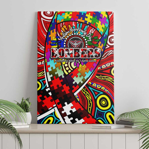 Autism Awareness Australia Essendon Bombers Canvas Wall Art Aboriginal Indigenous Art