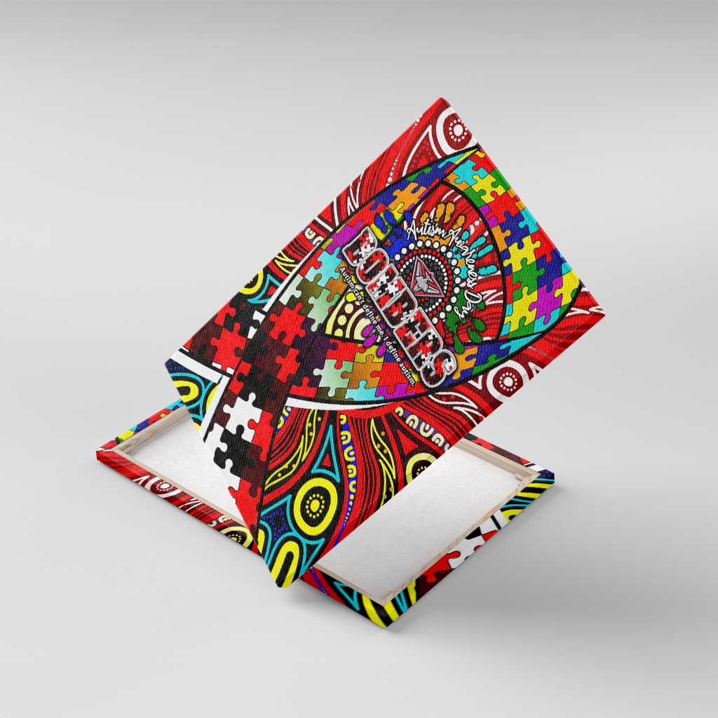 Autism Awareness Australia Essendon Bombers Canvas Wall Art Aboriginal Indigenous Art