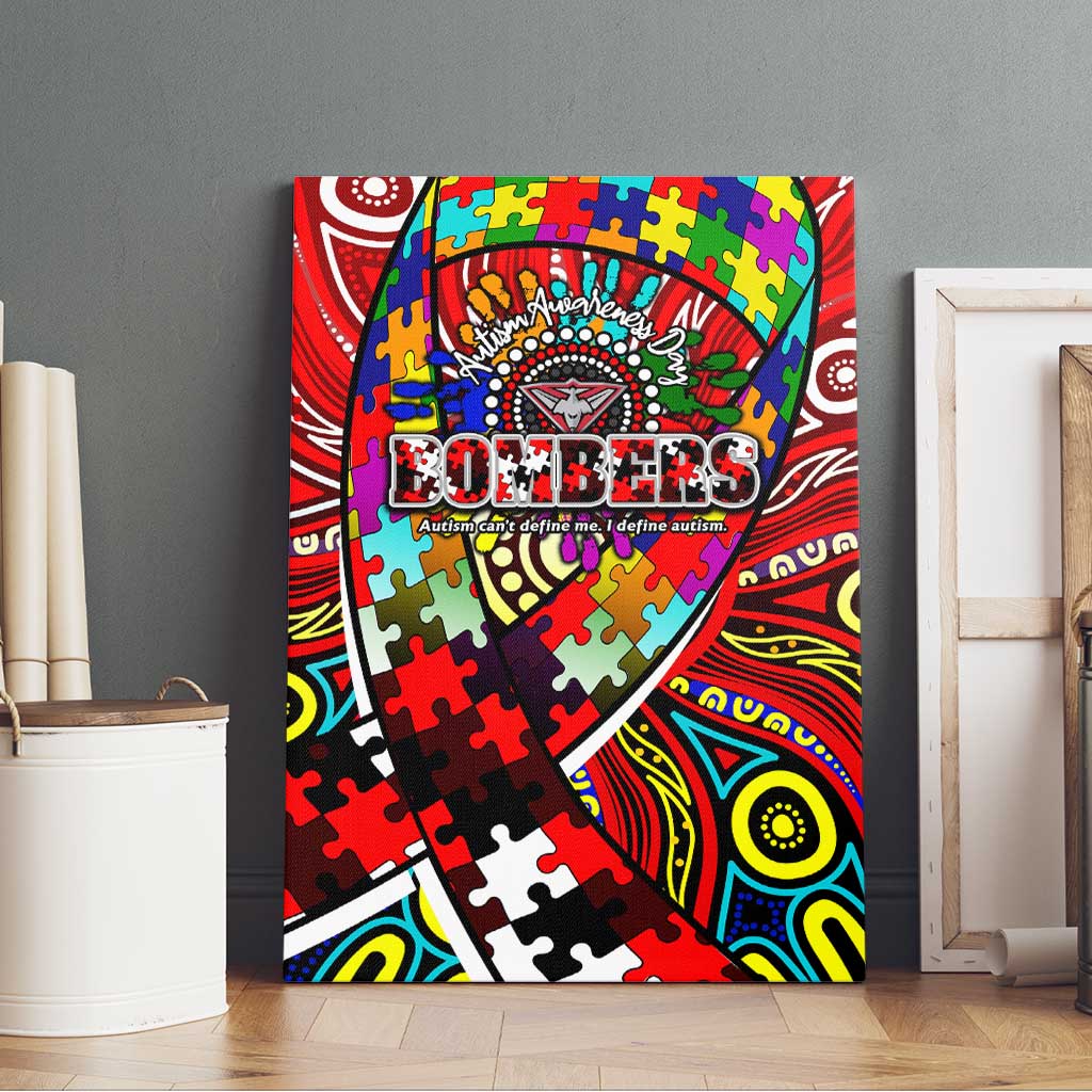 Autism Awareness Australia Essendon Bombers Canvas Wall Art Aboriginal Indigenous Art