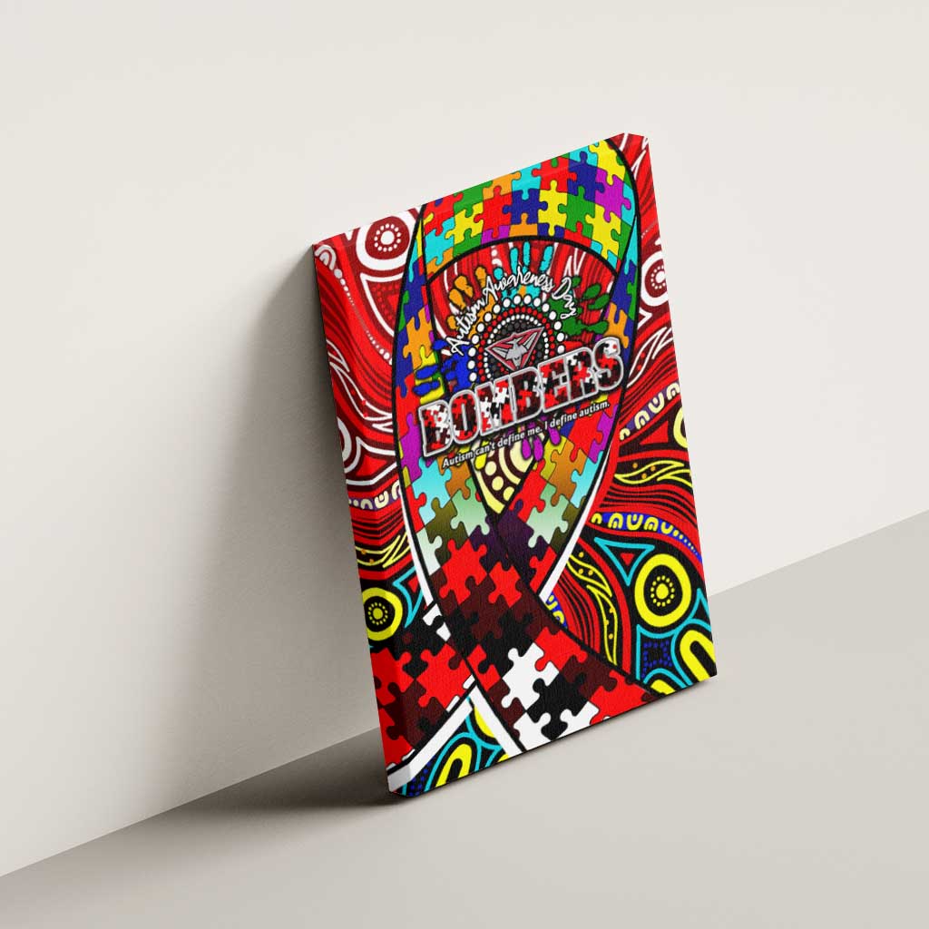 Autism Awareness Australia Essendon Bombers Canvas Wall Art Aboriginal Indigenous Art